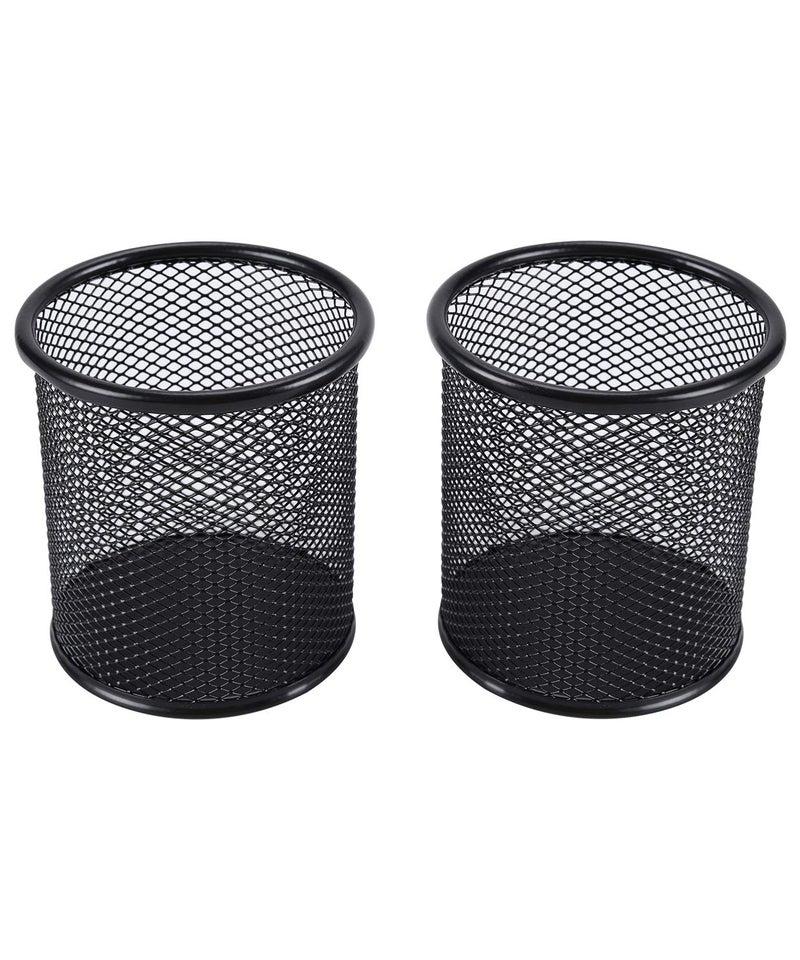 EasyPAG Pencil Holder for Desk, 2 Pack Metal Pen Organizer, Mesh Pencil Cup Organizer for Home, Office, Classroom, School, Black - Image 1